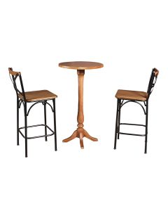 Conjunto Bistrô Industrial Mesa Madeira com 2 Banquetas Alta Paris - Castanha