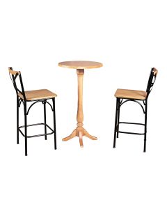 Conjunto Bistrô Industrial Mesa Madeira com 2 Banquetas Alta Paris - Natural