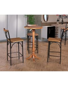 Conjunto Bistrô Industrial Mesa Madeira com 3 Banquetas Alta Paris - Castanha
