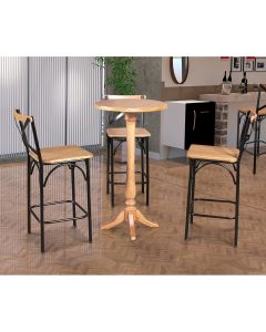 Conjunto Bistrô Industrial Mesa Madeira com 3 Banquetas Alta Paris - Natural