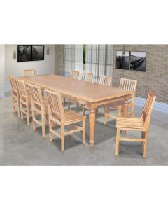Conjunto Jantar Mesa Franscisca 270x100 Madeira Maciça com 10 Cadeiras Ripada Confort Natural