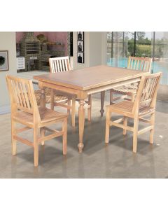 Conjunto Jantar Mesa Madeira Maciça Rústica Franscisca 140x80 com 4 Cadeiras Ripada Confort Natural