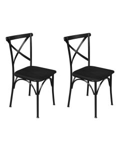 Kit 2 Cadeiras de Jantar Industrial Madeira Base Alumínio Paris - Preta