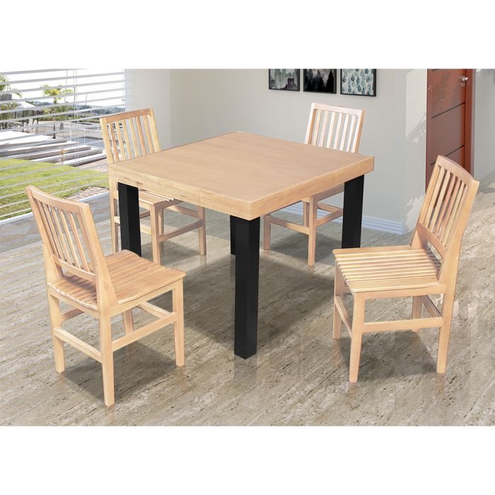 Conjunto Jantar Mesa Industrial Catarina 80cm com 4 Cadeiras Confort Ripada Madeira Maciça - Imagem 2