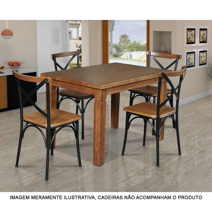 Mesa de Jantar Retangular 120x80cm Rústica Aurora Madeira Maciça - Imagem 2