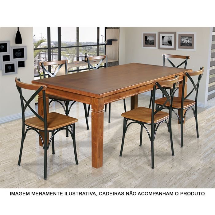 Mesa de Jantar Retangular 180x80cm Rústica Aurora Madeira Maciça - Imagem 2