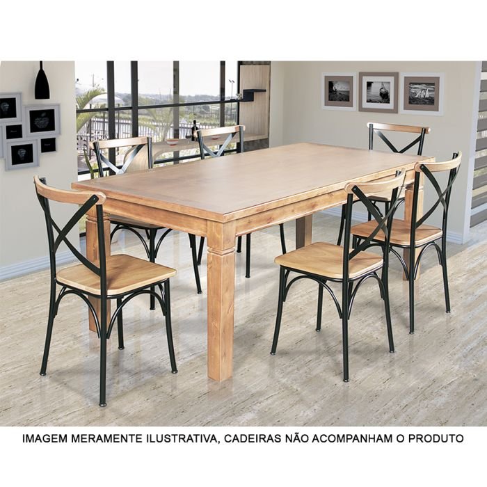 Mesa de Jantar Retangular 160x80cm Rústica Aurora Madeira Maciça - Imagem 5