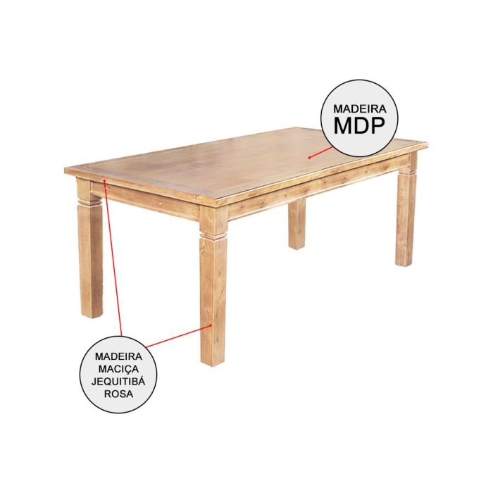 Mesa de Jantar Retangular 160x80cm Rústica Aurora Madeira Maciça - Imagem 6