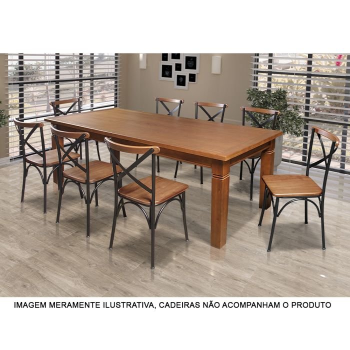 Mesa de Jantar Retangular 200x100cm Rústica Aurora Madeira Maciça - Imagem 2