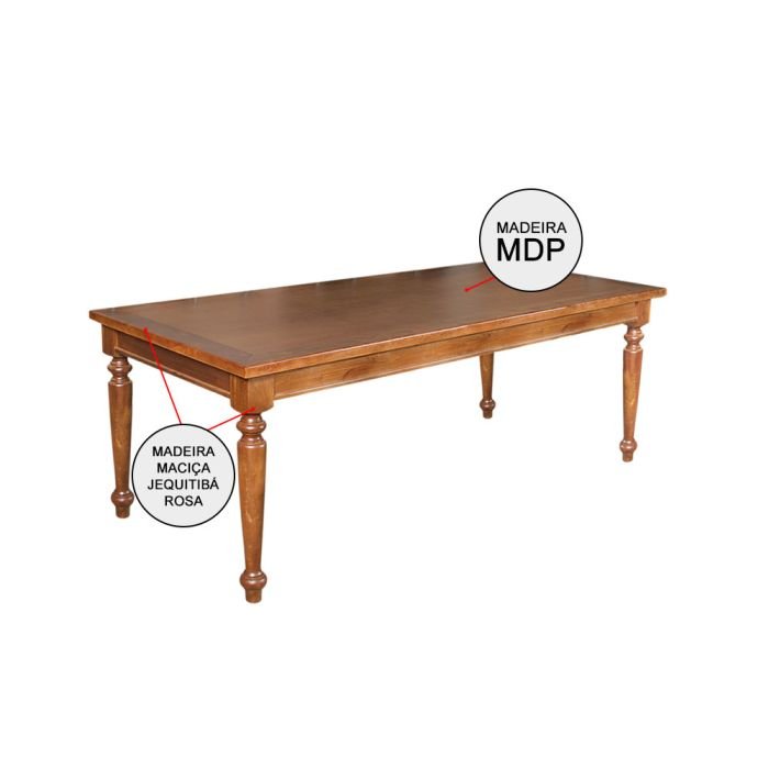 Conjunto Jantar Mesa Leonora Madeira Maciça 240x100 com 8 Cadeiras Paris Base Alumínio - Imagem 3