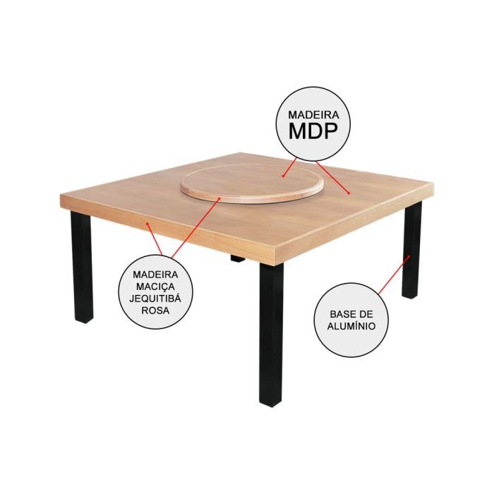 Conjunto Jantar Mesa Industrial Sophia 1,50m Prato Giratório Madeira 8 Cadeiras Paris Pés Alumínio - Imagem 7