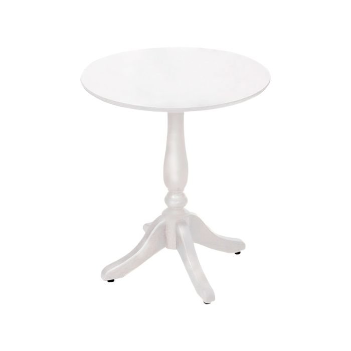 Mesa Lateral Madeira Rústica Pé Torneado S/borda - Branca