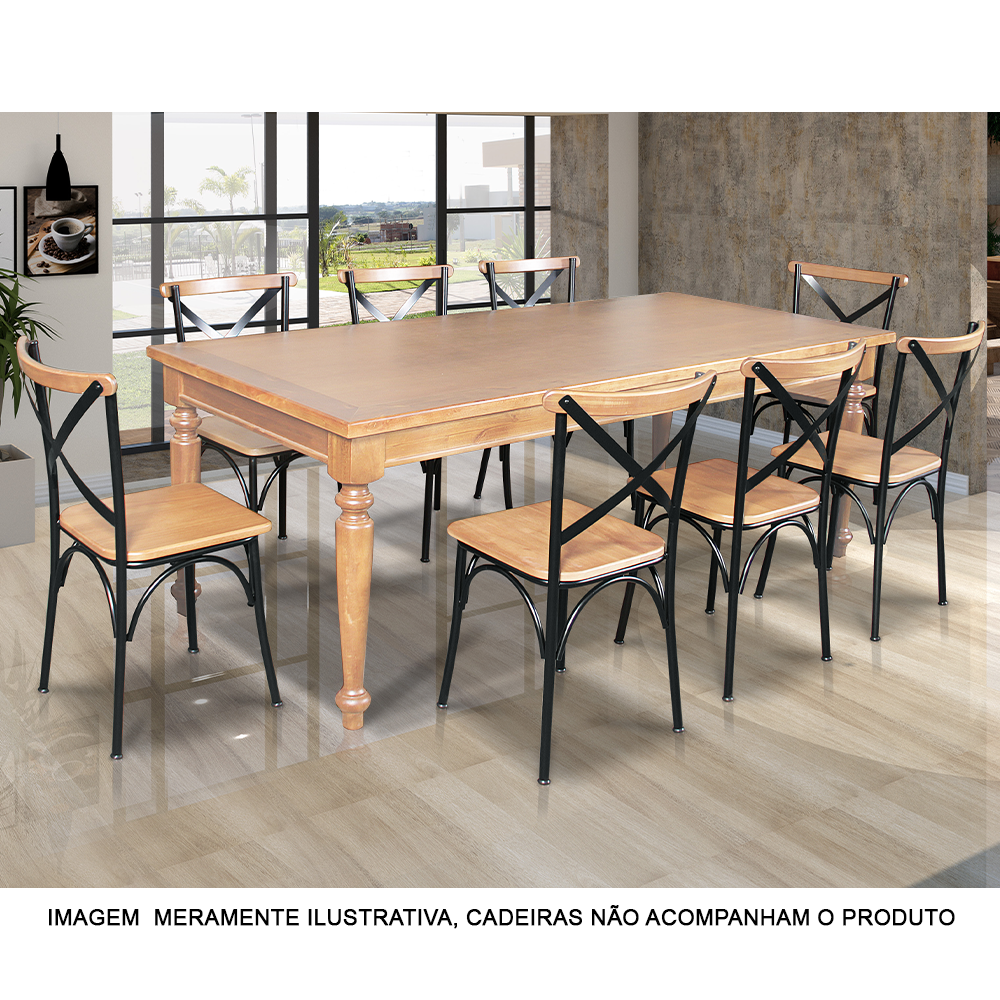 Mesa de Jantar Leonora Retangular 240x100cm em Madeira Maciça Rústica- Natural - Imagem 2