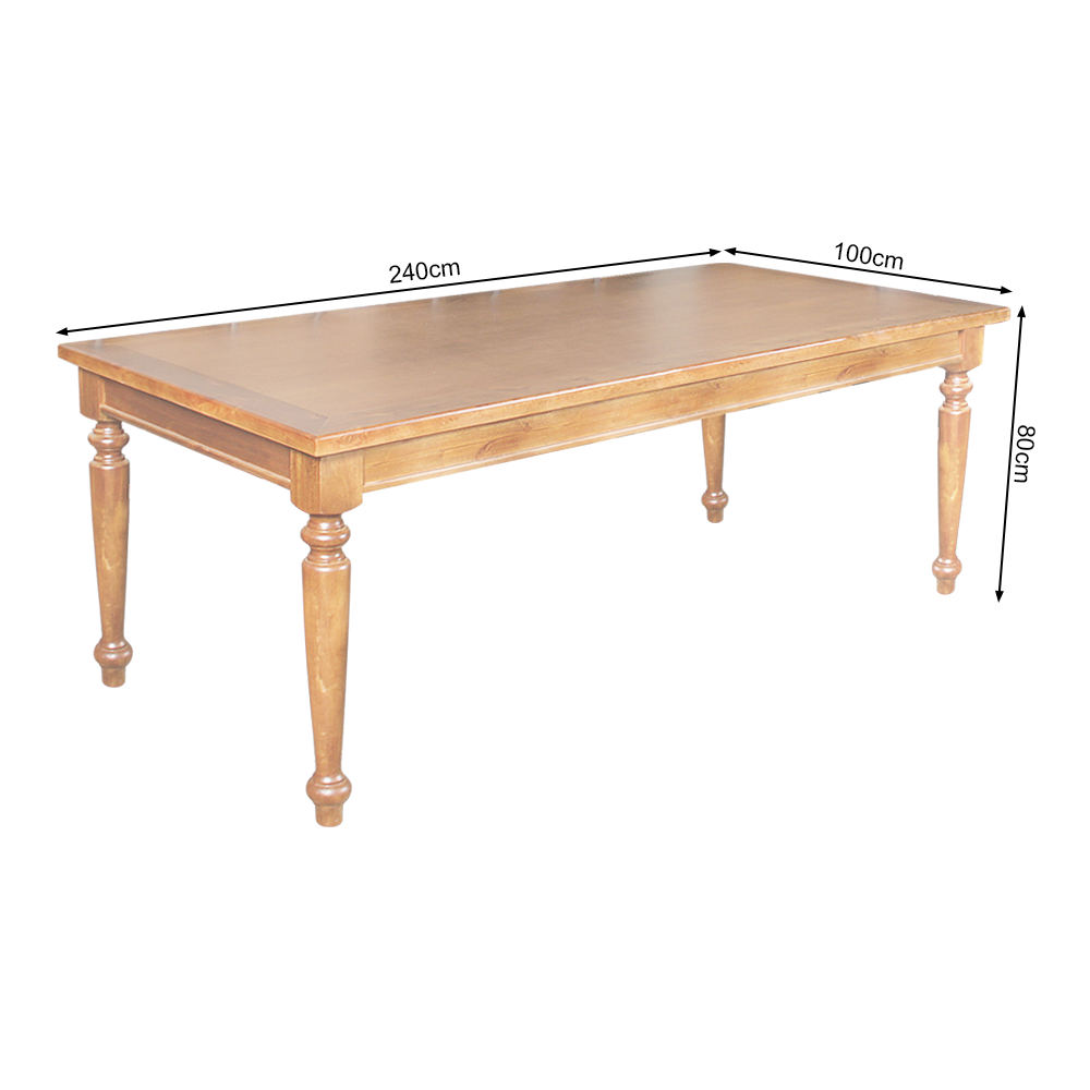 Mesa de Jantar Leonora Retangular 240x100cm em Madeira Maciça Rústica- Natural - Imagem 4
