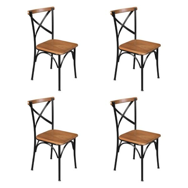 Kit 4 Cadeiras de Jantar Industrial Paris Base Alumínio - Castanho